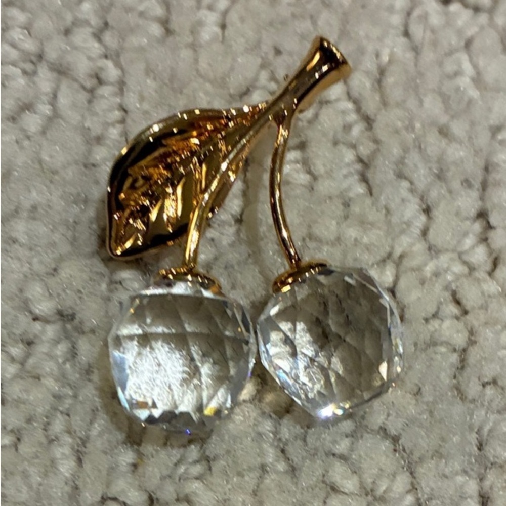 Authentic Swarovski Gold Crystal Cherry Brooch - Picture 5 of 6